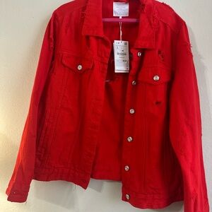 Zara Vibrant Red Denim Jacket